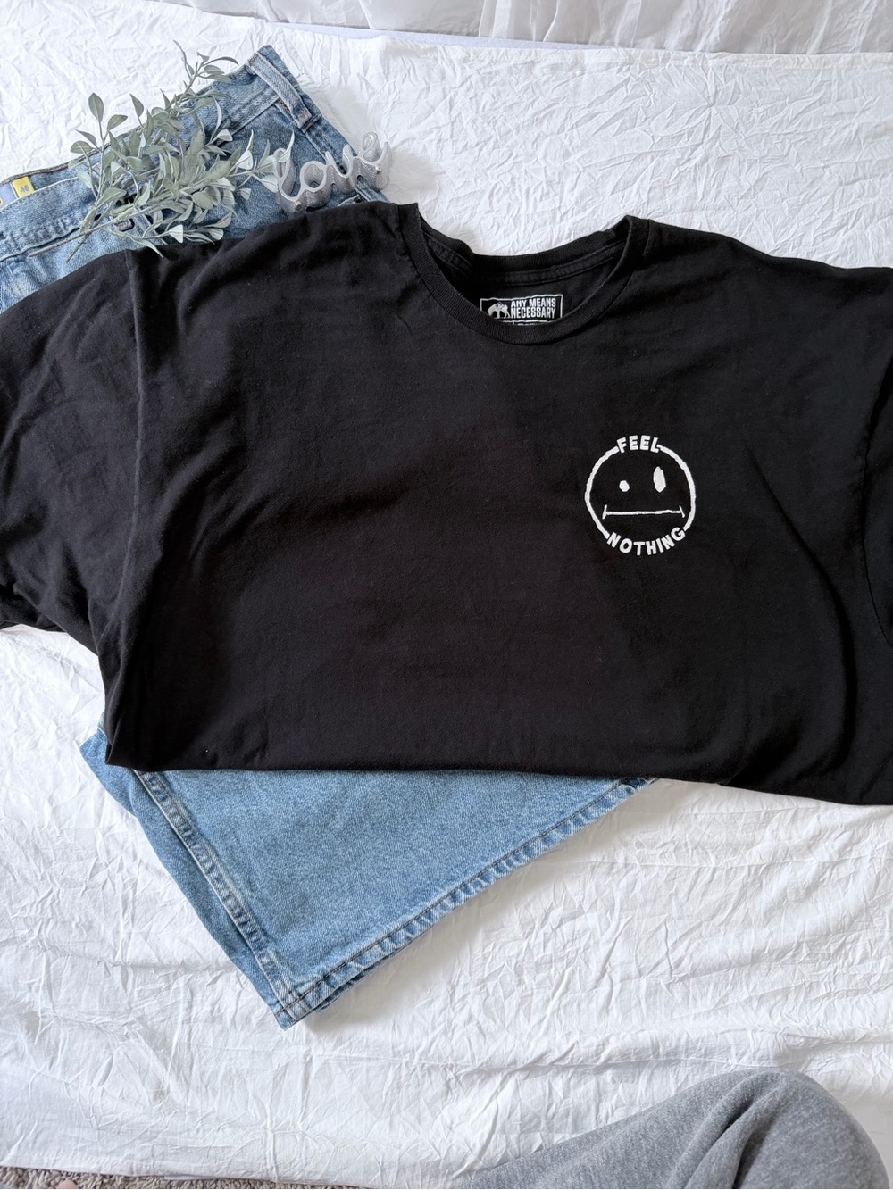 AMN Black Graphic Short Sleeve Tee - Feel Nothing
